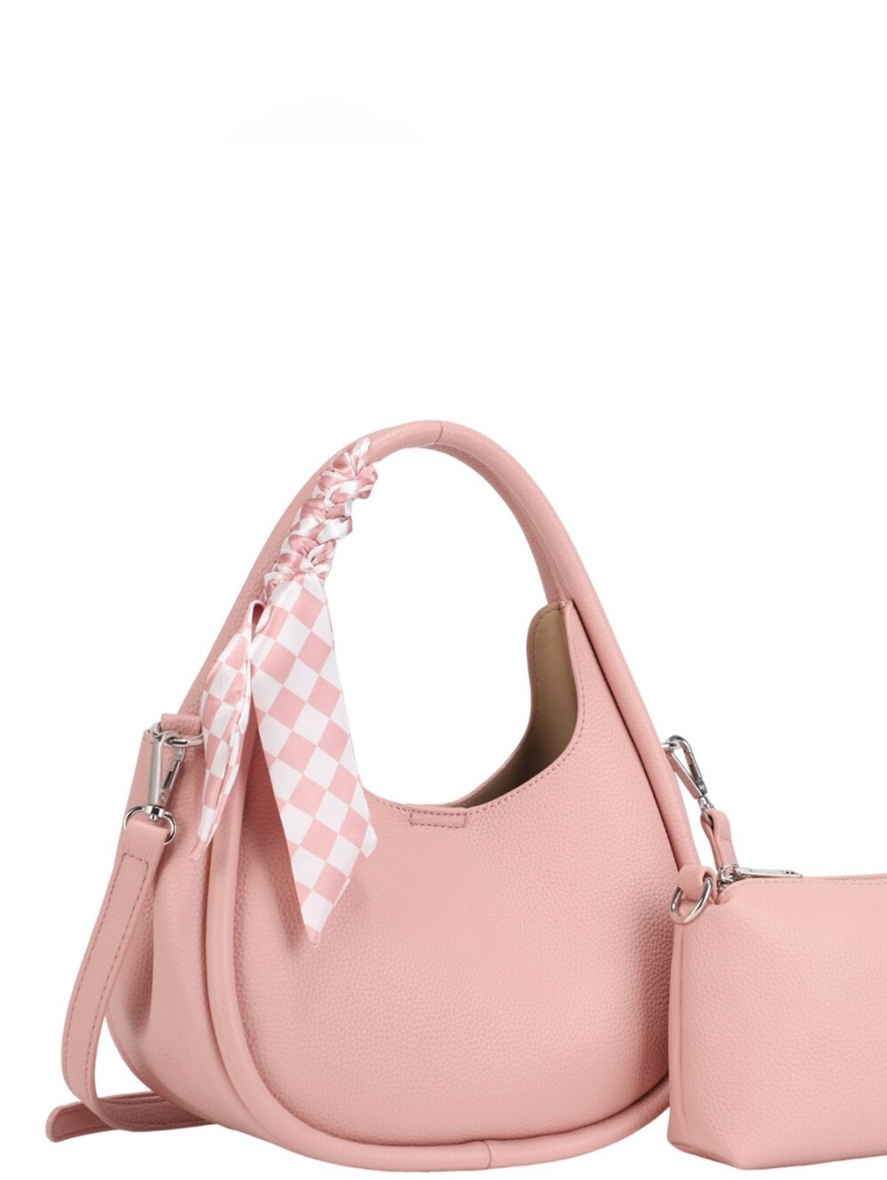 Purple & Lilac Pink Pebbled Pu Hobo Bag with Removable Pouch